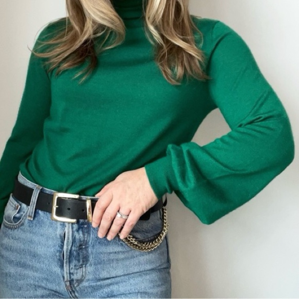 Ralph Lauren Black Label Green Cashmere Silk Turtleneck Sweater - Picture 2 of 9